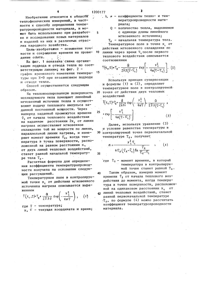 Способ определения температуропроводности материалов (патент 1200177)