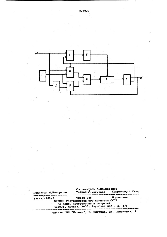 Селектор импульсов по длитель-ности (патент 839037)