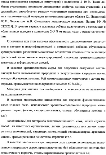 Способ получения многослойного строительного изделия на основе высококонцентрированной суспензии кремнеземсодержащего сырья (варианты), способ получения формовочной смеси для несущих функциональных слоев изделия (варианты), способ получения теплоизоляционного материала для многослойного строительного изделия, многослойное строительное изделие (варианты) (патент 2361738)