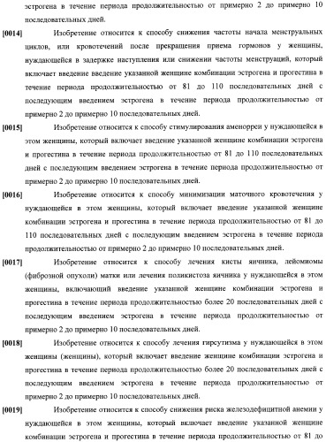 Способы гормонального лечения с применением контрацептивных режимов с непрерывным введением эстрогена (патент 2403046)