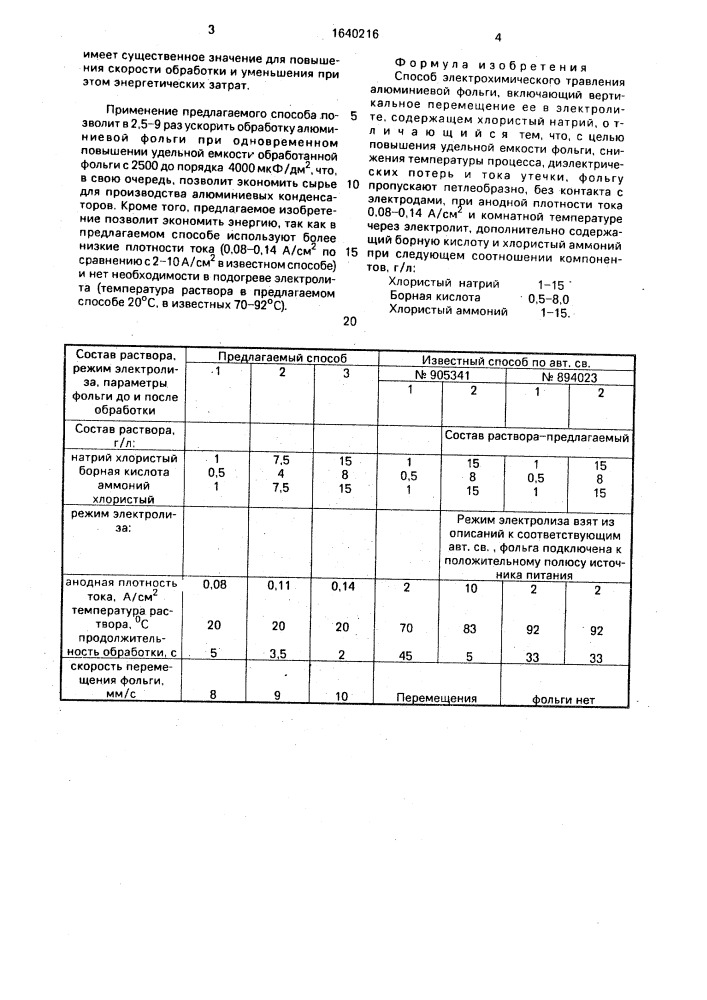 Способ электрохимического травления алюминиевой фольги (патент 1640216)