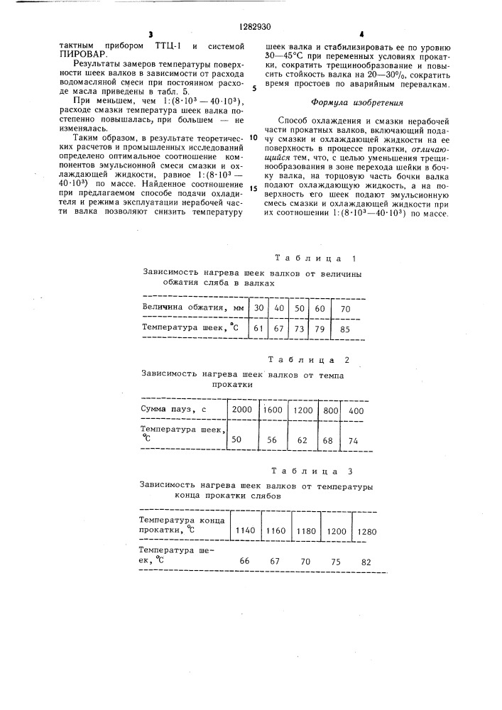 Способ охлаждения и смазки нерабочей части прокатных валков (патент 1282930)