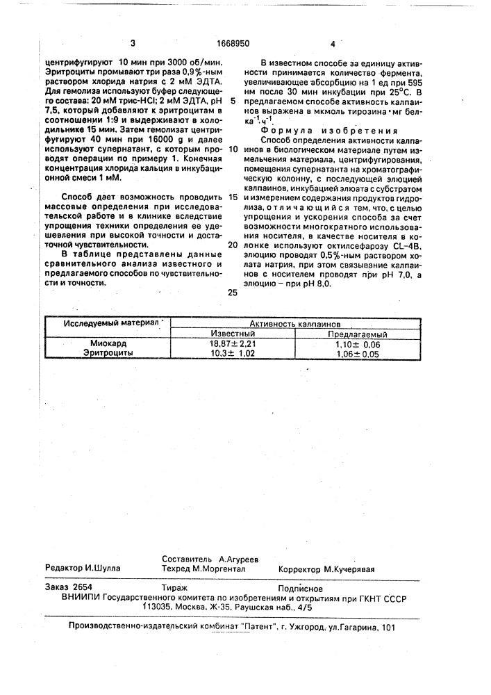 Способ определения активности калпаинов в биологическом материале (патент 1668950)