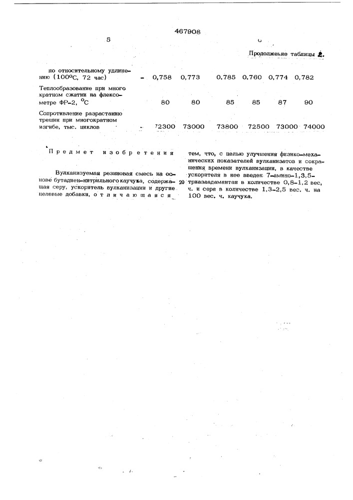 Вулканизуемая резиновая смесь (патент 467908)