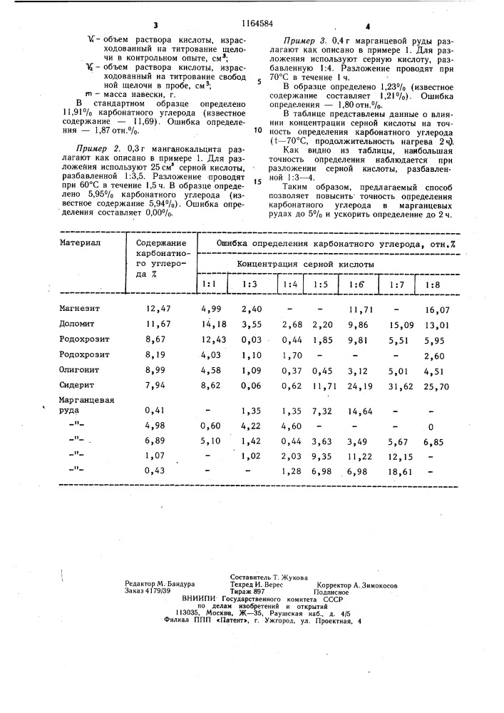 Способ определения карбонатного углерода в твердых материалах (патент 1164584)