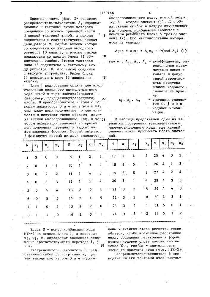 Устройство для кодирования и декодирования дискретной информации (патент 1159166)