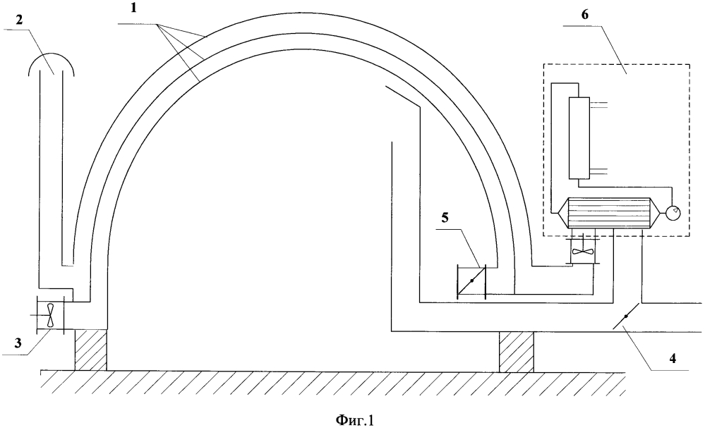 Централизованная система рекуперации тепла быстровозводимых сооружений (патент 2611028)
