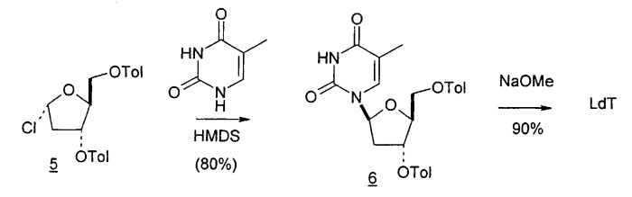 Синтез  -l-2&#39;-дезоксинуклеозидов (патент 2361875)