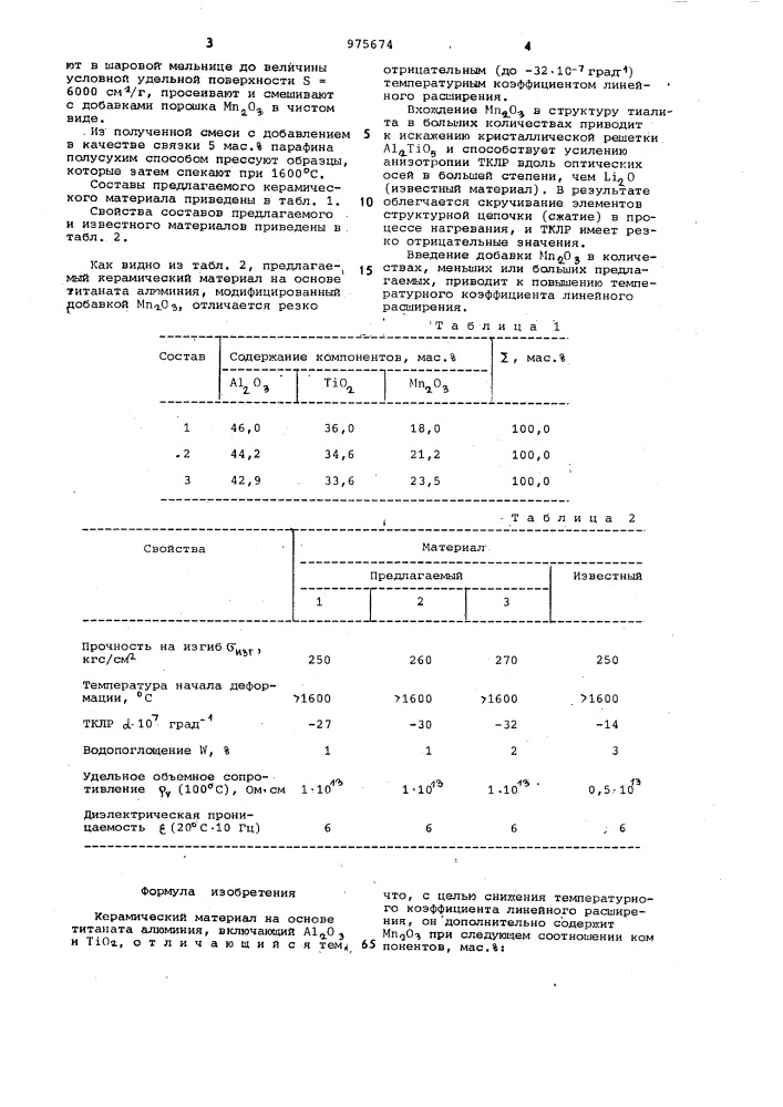 Керамический материал (патент 975674)