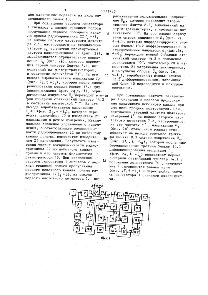 Устройство для измерения восприимчивости приемных радиоэлектронных средств (патент 1171733)