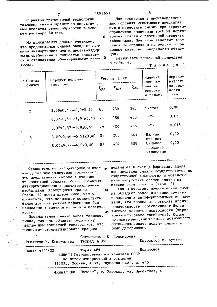 Смазка для холодного волочения металлов (патент 1097651)