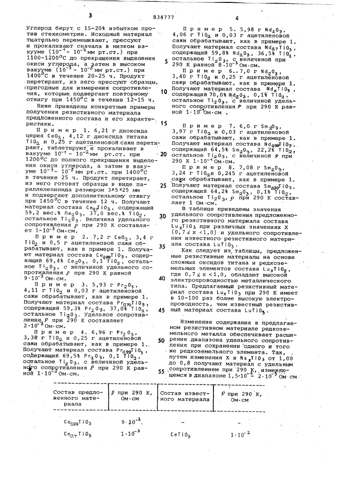 Резистивный материал (патент 834777)