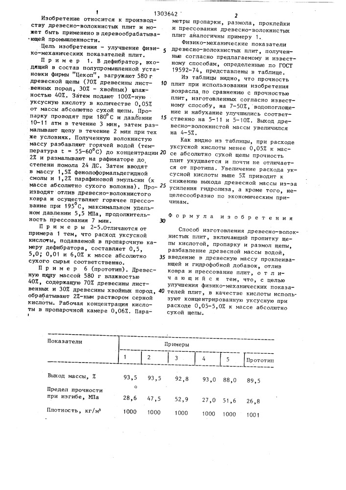 Способ изготовления древесно-волокнистых плит (патент 1303642)