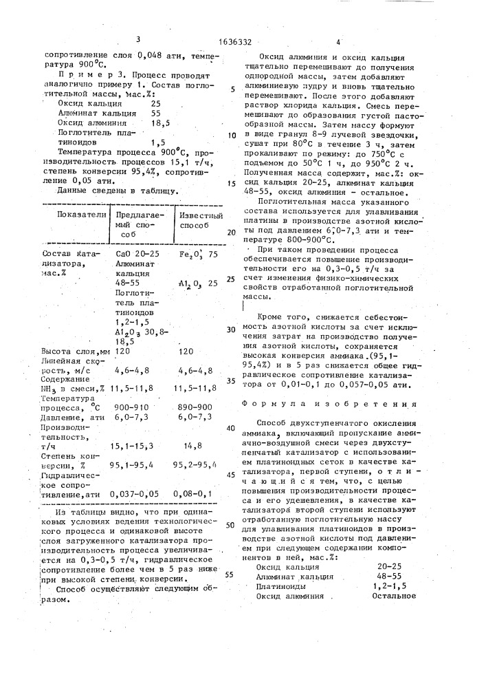 Способ двухступенчатого окисления аммиака (патент 1636332)