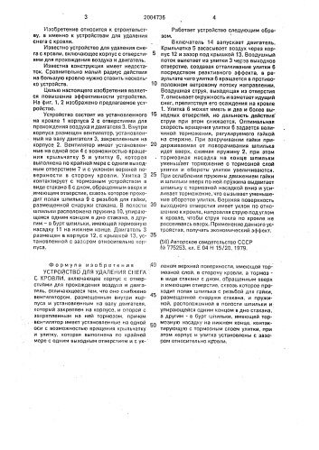 Устройство для удаления снега с кровли (патент 2004736)