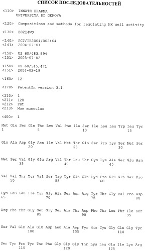 Композиции и способы регуляции клеточной активности nk (патент 2404993)