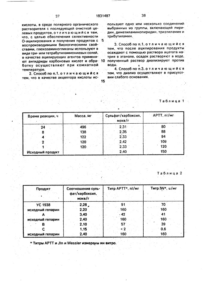 Способ получения о-ацилированных глюкозаминогликанов (патент 1831487)