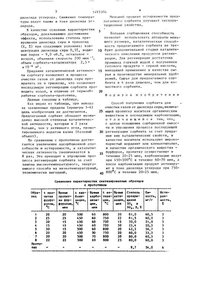 Способ получения сорбента для очистки газов от диоксида серы (патент 1493304)