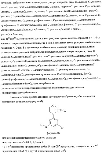 Производные морфолинопиримидина, полезные для лечения пролиферативных нарушений (патент 2440349)