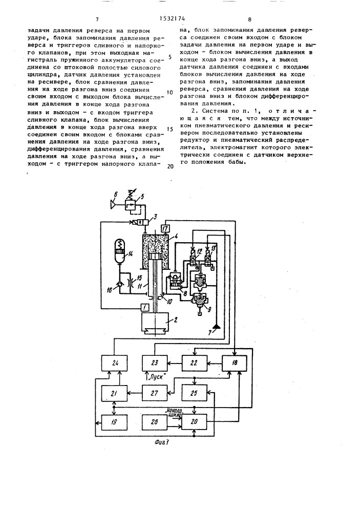 Система управления гидропневматическим молотом (патент 1532174)