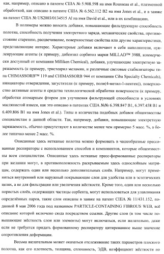 Пресс-формованный однокомпонентный однослойный респиратор с бимодальной однокомпонентной однослойной средой (патент 2399390)