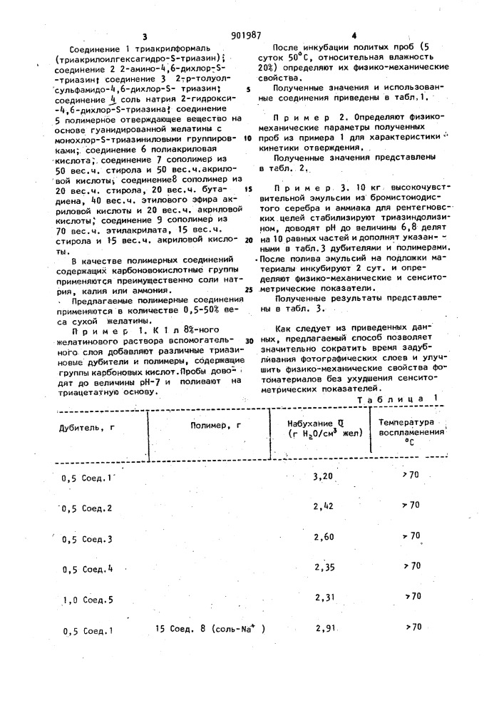 Способ дубления желатинсодержащих фотографических слоев (патент 901987)