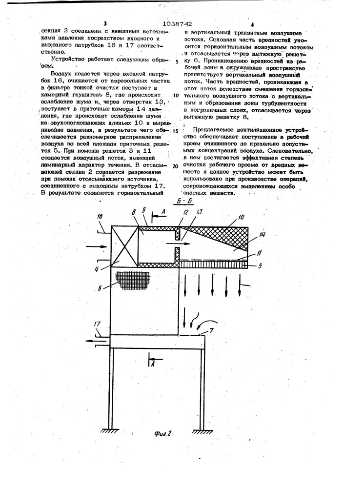 Вентиляционное устройство для удаления вредных примесей (патент 1038742)