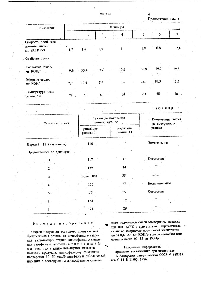 Способ получения воскового продукта (патент 910754)