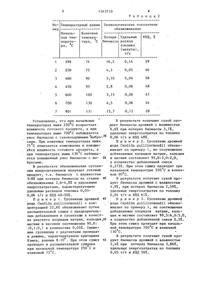 Способ обезвоживания суспензии микроорганизмов (патент 1263710)