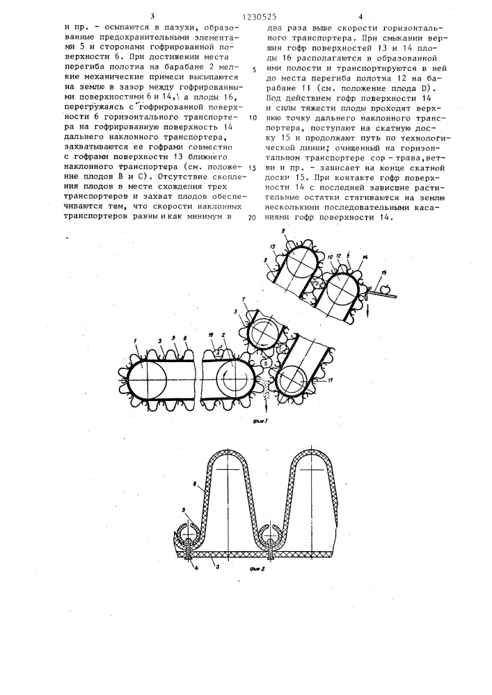 Устройство для транспортировки плодов при их наклонной подаче (патент 1230525)