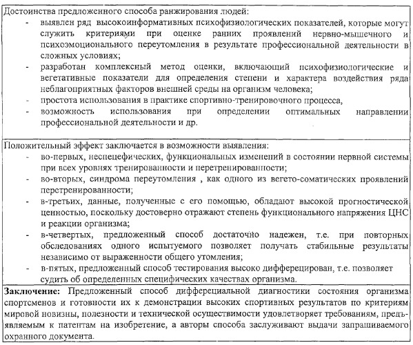 Способ ранжирования людей по показателям функционального состояния центральной нервной системы (патент 2316247)