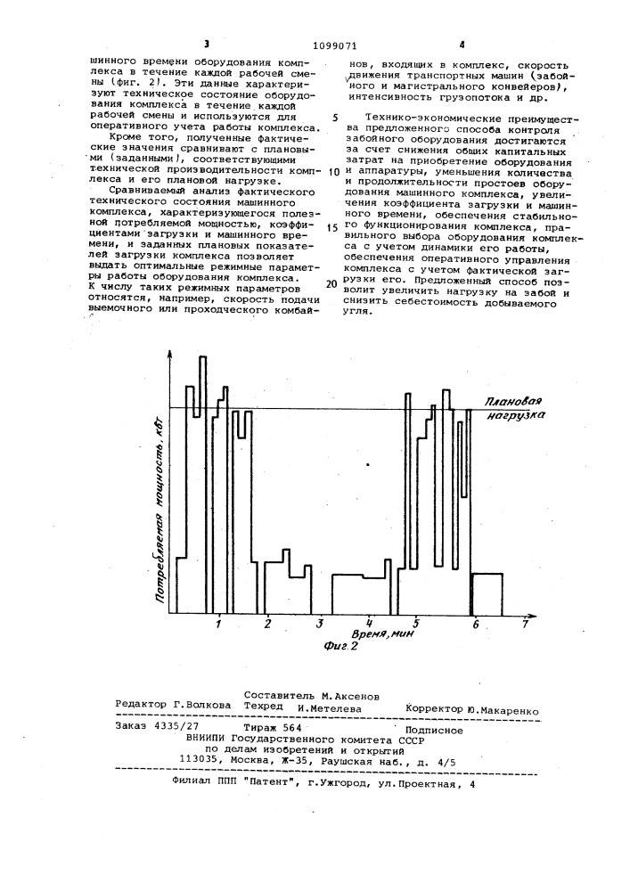 Способ контроля функционирования подземного машинного комплекса (патент 1099071)