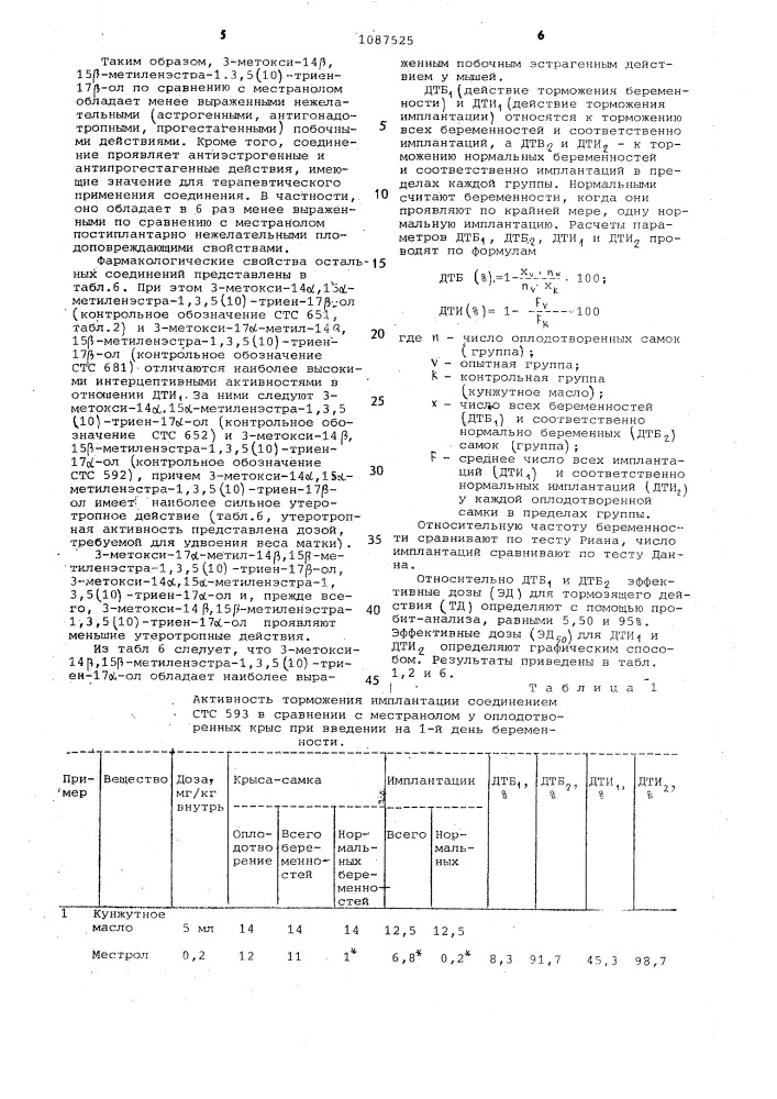 14 @ ,15 @ - или 14 @ ,15 @ -метиленпроизводные эстранового ряда,обладающие интерцептивным действием (патент 1087525)