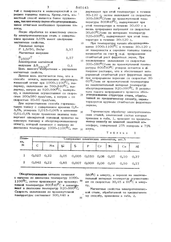 Способ отжига изотропной электро-технической стали (патент 840143)