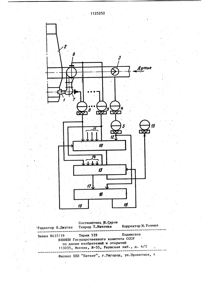 Устройство контроля расхода горячего дутья через фурмы доменной печи (патент 1125252)