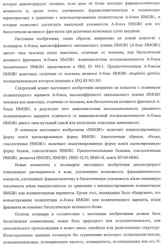 Конъюгаты с полимером а-бокса hmgb1 и вариантов а-бокса hmgb1 (патент 2458070)