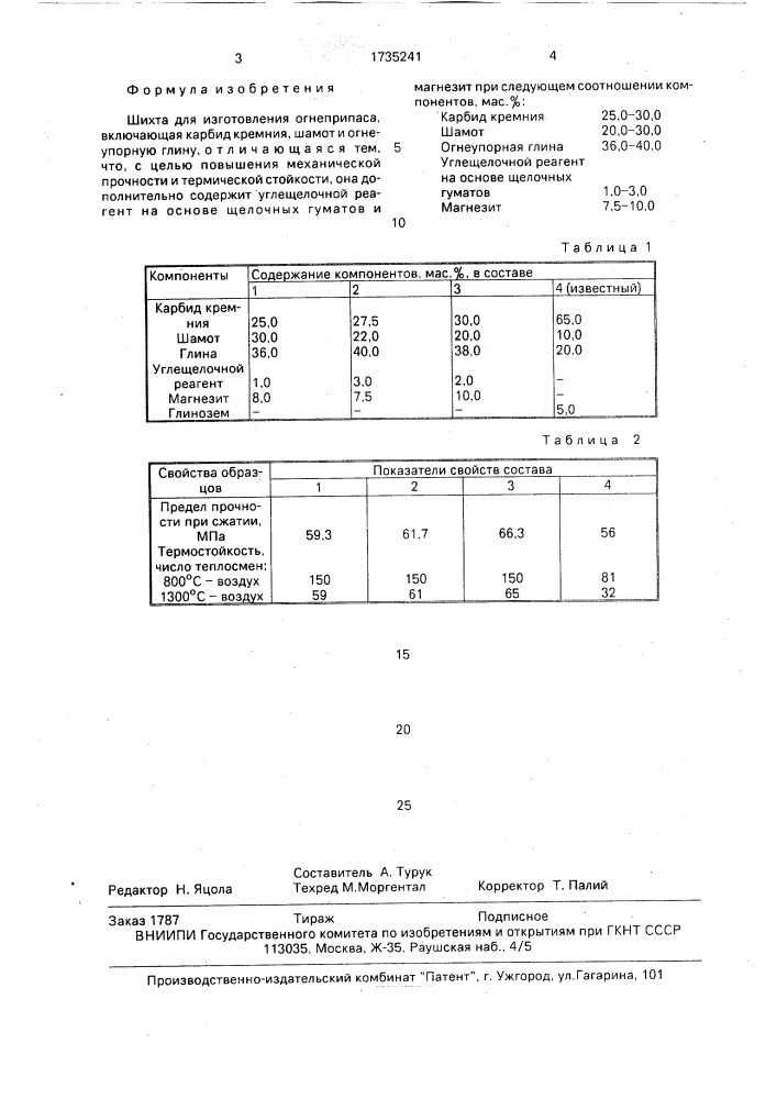 Шихта для изготовления огнеприпаса (патент 1735241)