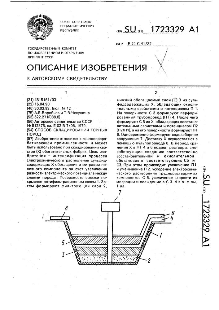 Способ складирования горных пород (патент 1723329)