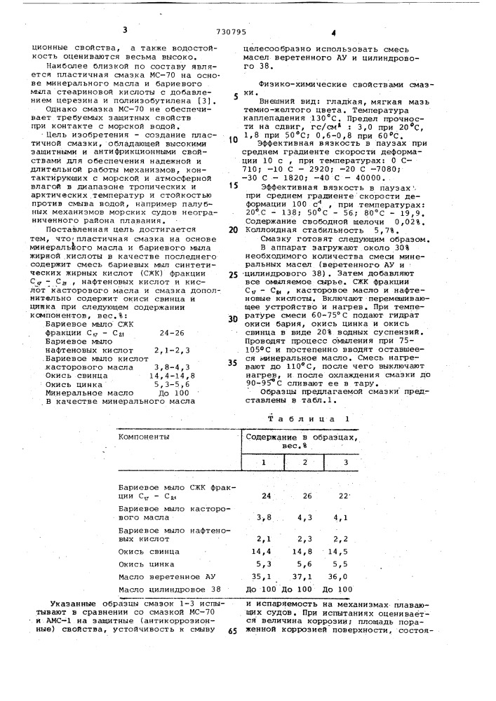 Пластичная смазка (патент 730795)