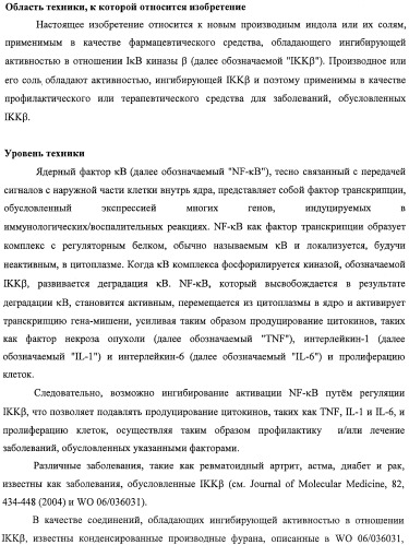 Новые производные индола, обладающие ингибирующей активностью в отношении i b киназы   (патент 2470918)