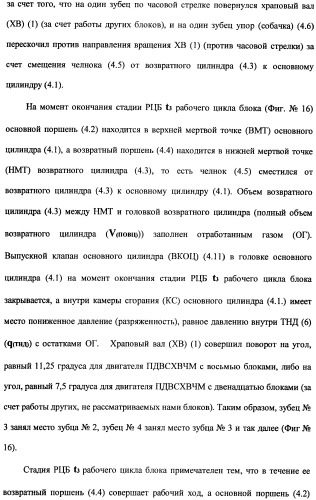 Поршневой двигатель внутреннего сгорания с храповым валом и челночным механизмом возврата основных поршней в исходное положение (пдвсхвчм) (патент 2369758)