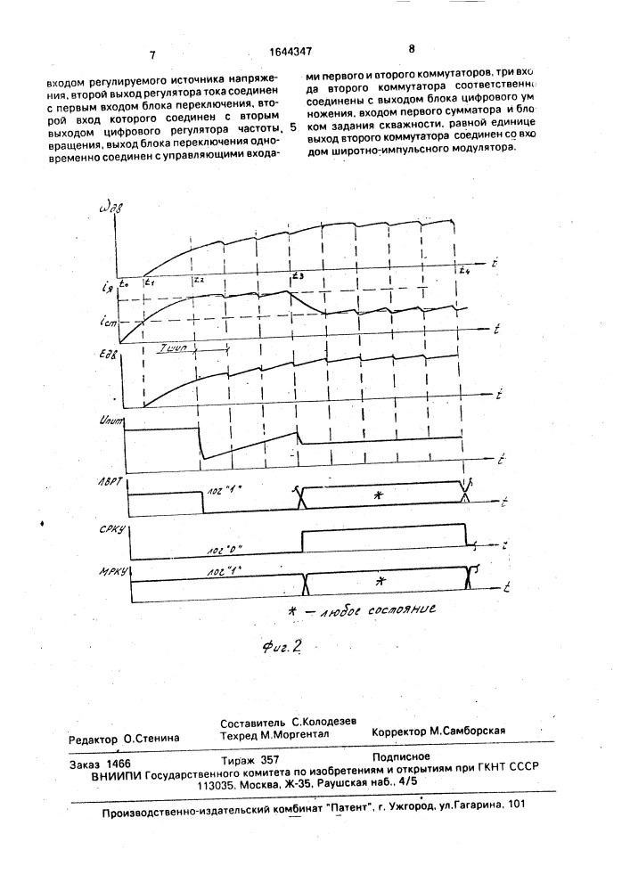 Цифровой электропривод постоянного тока (патент 1644347)