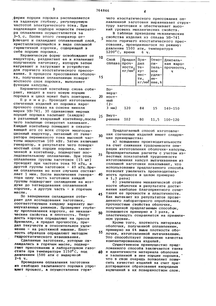 Способ изготовления спеченных изделий (патент 764846)