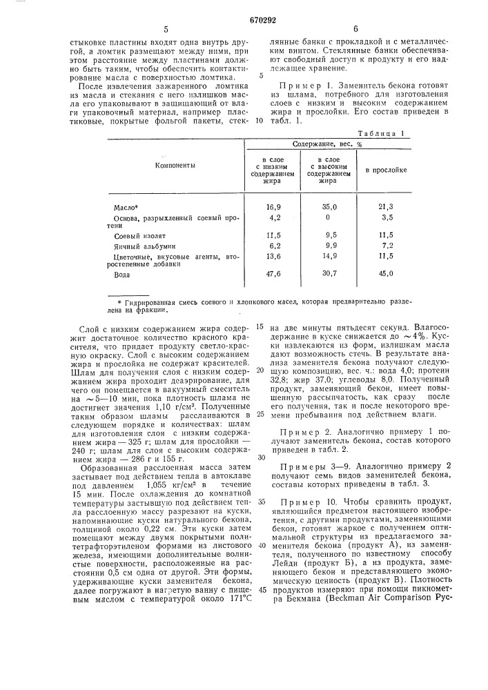 Заменитель бекона (патент 670292)