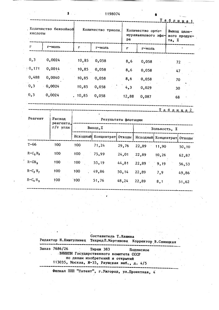 Ацетиленовые этоксидиоксоланы-1,3 в качестве реагентов для флотации углей и способ их получения (патент 1198074)
