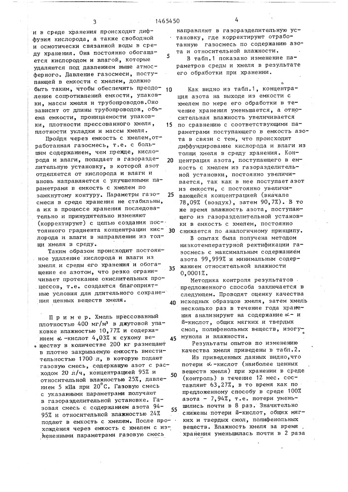 Способ обработки и хранения хмеля (патент 1465450)