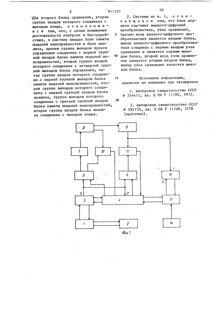 Система для контроля и диагностики цифровых узлов (патент 911531)