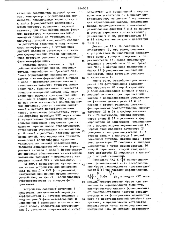 Устройство для измерения частотно-контрастной характеристики фотоприемников (патент 1144032)