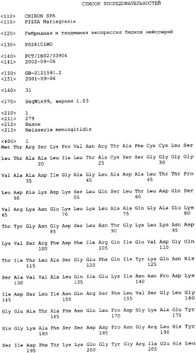 Гибридная и тандемная экспрессия белков нейссерий (патент 2339646)