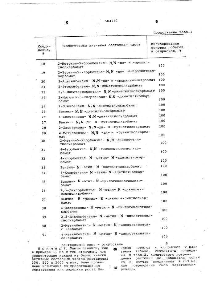 Состав для ингибирования роста блоковых побегов табака (патент 584737)